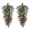 Set of 2 28"H Christmas Red Pomegranate Berry & Holy Leaf Teardrop